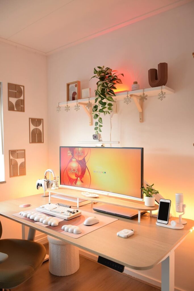 Setup minimaliste et cozy